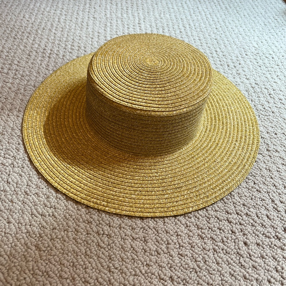 Ardeo Studios Metallic Straw Boater Hat